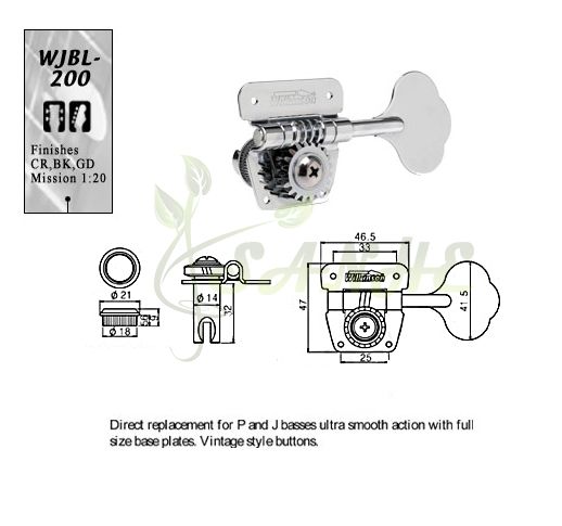 Wilkinson Open Gear Bass Machine Heads