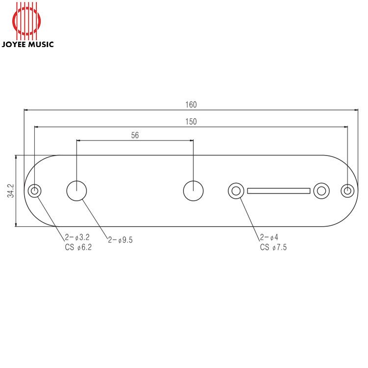 Tele Control Plate 9.5mm Pot Holes