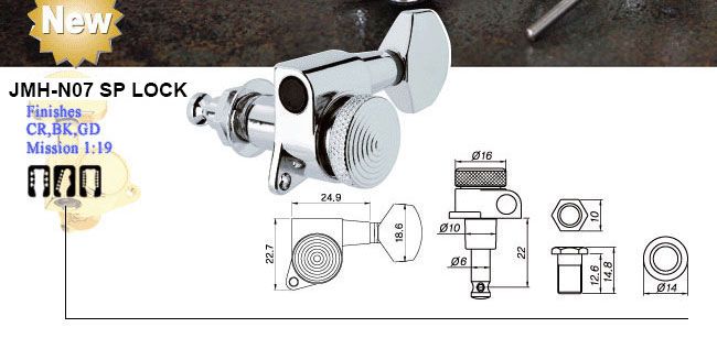 Sealed Housing Diecast Locking Guitar Tuning Pegs