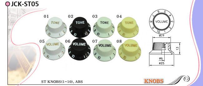 1-10 Strat Guitar Control Knobs