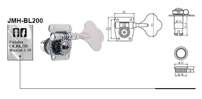 Open Gear Bass Machine Heads