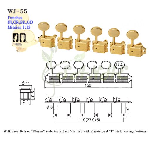 Wilkinson 6-in-line Vintage Guitar Machine Heads