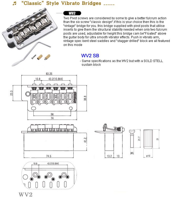 Wilkinson Strat Guitar Tremolo 2 Pivot Screw Fixing