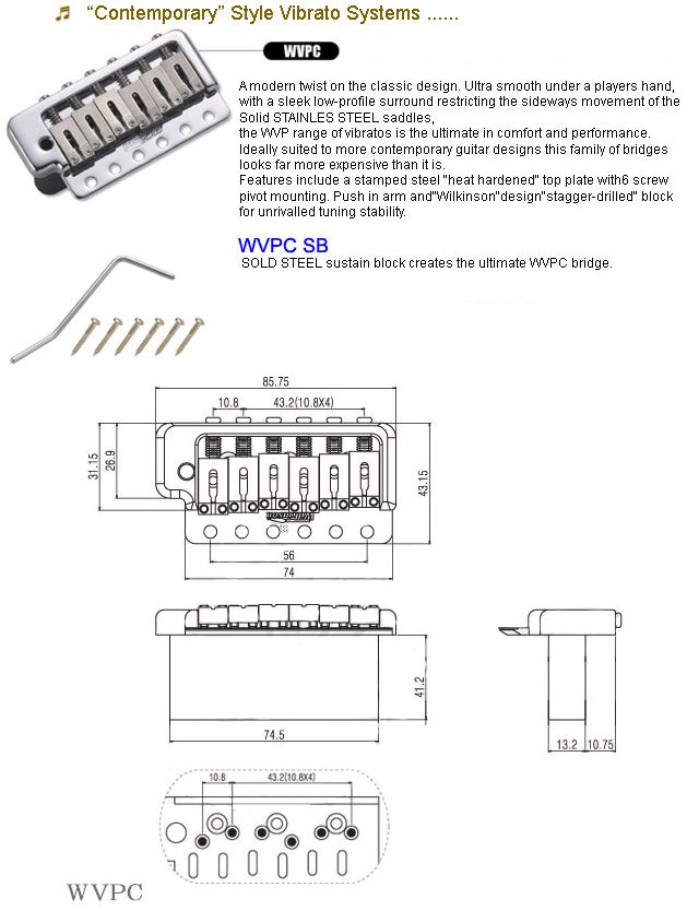 Wilkinson Strat Guitar Tremolo Twist Classic Type