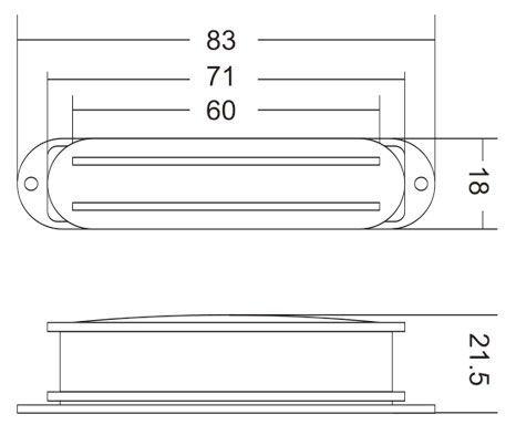 Single Coil Sized Pickup with Twin Blades Narrow Chrome Rails