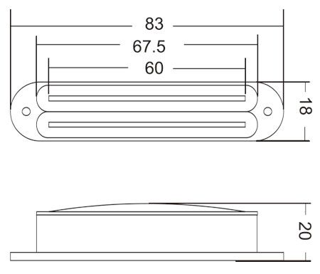 Single Coil Sized Pickup with Twin Blades Narrow Black Rails