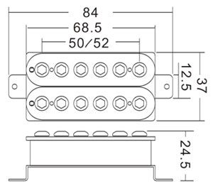 Humbucker Pickup Ceramic Magnet 9mm Allen Screw Pole Pieces