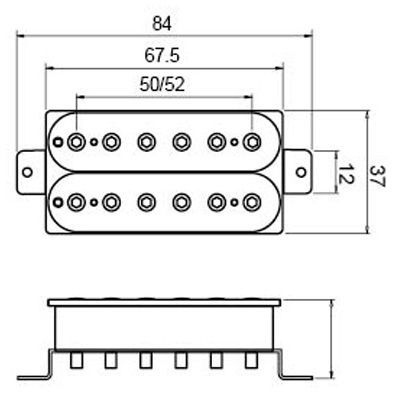 Humbucker Pickup 57mm Steel Bar 6 Hex Screw Pole Pieces