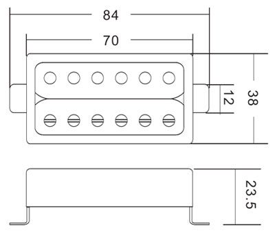 LP Pickup Open H 12 Screw Pole Pieces